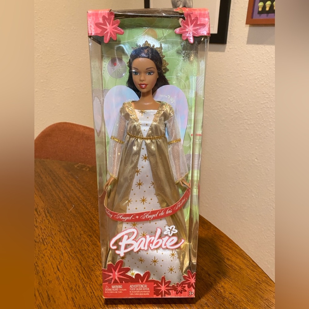 Barbie Angel Doll with Gold and White Dress